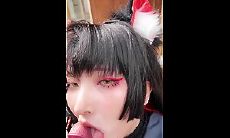 高颜值嫩妹福利姬【lilim_azra】最新作品，Cos狐坂若藻露脸被爆肏内射